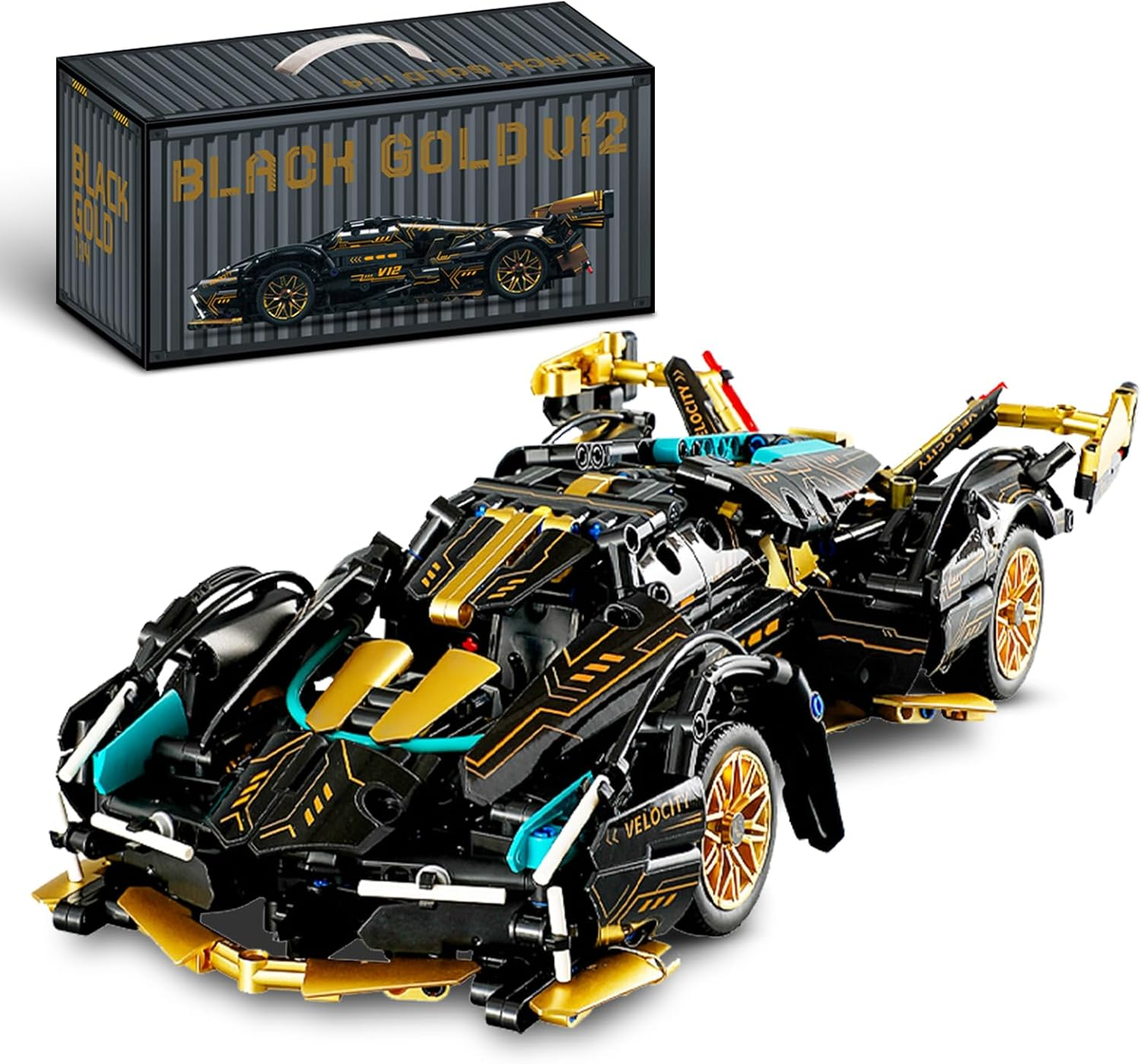 Super Sports Cars Model Sets - 1314 PCS Black Gold